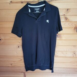 Express Fitted Black Pique Polo, Size: S/P